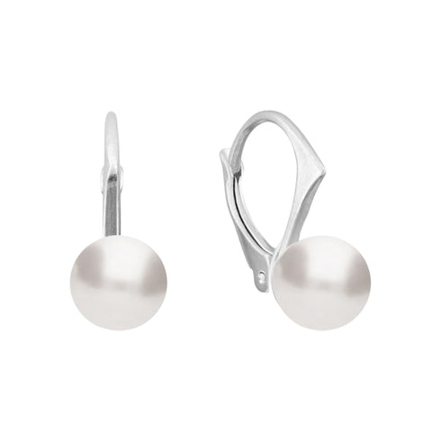 Sudraba auskari "Ranī (White)" ar Swarovski™ pērlēm